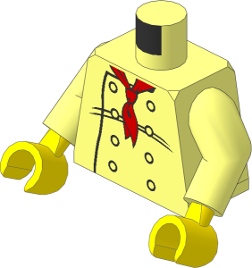 Minifig Torso with Arms and Hands with Chef Jacket with  8 Buttons and Long Red Neckerchief Pattern Pattern