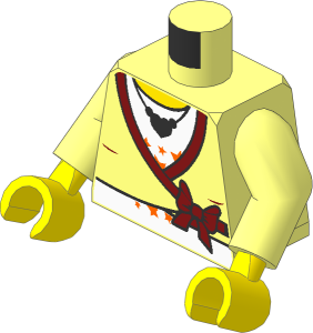 Minifig Torso with Arms and Hands with Female Sweater, Bow and Heart Shaped Necklace Pattern