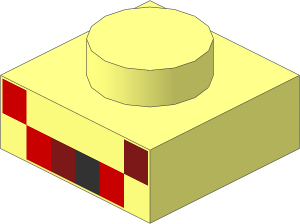 Plate  1 x  1 with Red, Dark Red and Black Squares Pattern