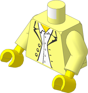 Minifig Torso with Arms and Hands with Jacket over White Button Down Shirt Pattern