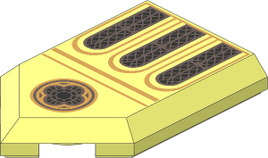 Tile  3 x  2 with Angled End with  3 Arched Windows and Rose Window Pattern