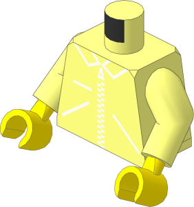 Minifig Torso with Arms and Hands with Straight Zipper Jacket Pattern