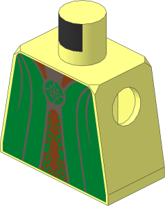 Minifig Torso with Gold Robe with Hood over Ornate Stole and Brooch Pattern