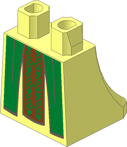 Minifig Hips and Skirt with Gold Robe Ends over Ornate Stole Half Pattern
