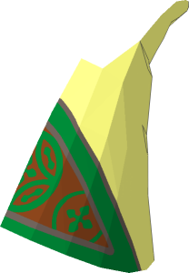 ~Minifig Hat Wizard without Brim Copper Triangle and Gold Border and Ornate Circles Hald Pattern