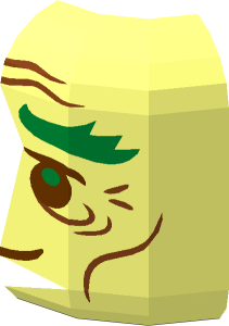 ~Minifig Head Gold Bushy Eyebrows, Copper Cheek Lines and Wrinkles Half Pattern