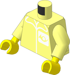 Minifig Torso with Arms and Hands with Mail Horn Pattern