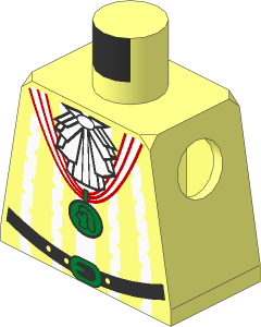 Minifig Torso with Ruffles, White Stripes and Gold Medal Pattern