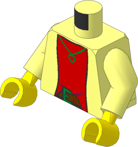 Minifig Torso with Arms and Hands with Jacket over Bright Light Blue Shirt, Gold Necklace with Heart and Belt Pattern