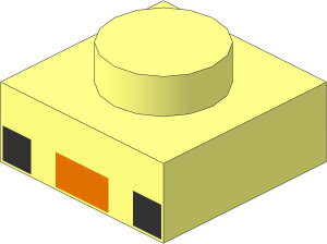 Plate  1 x  1 with  2 Black Squares and Dark Orange Rectangle Pattern