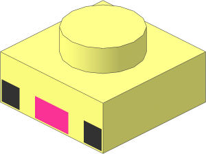 Plate  1 x  1 with  2 Black Squares and Dark Pink Rectangle Pattern
