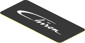 Sticker  0.8 x  1.8 with White Chiron Logo on Black Background