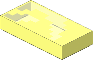 Tile  1 x  2 with Pixelated Bright Light Orange Flame Pattern