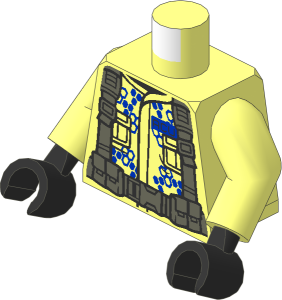 Minifig Torso with Arms and Hands with Dark Bluish Grey Straps, Belt, Pouches and "ACU" Pattern