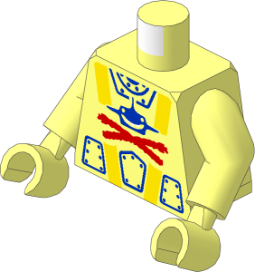 Minifig Torso with Arms and Hands with Aquashark Blue Shark with Red "X" Pattern
