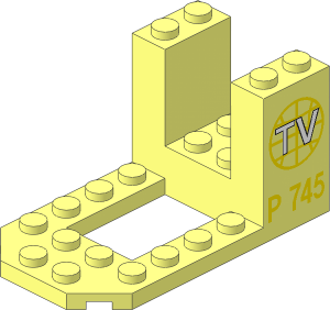 Bracket  4 x  7 x  3 with TV Logo and "P 745" Pattern on Both Sides