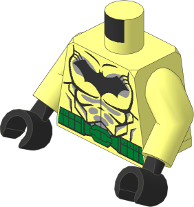 Minifig Torso with Arms and Hands with Muscles, Light Bluish Grey Shadow and Gold Belt Pattern