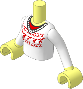 Figure Friends Girl Torso with Arms with White Sweater Fair Isle with Red Moose Pattern