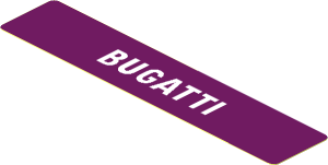Sticker  0.8 x  3.9 with White "Bugatti" on Dark Azure Background