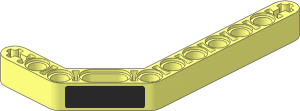 Technic Beam  3 x  3.8 x  7 Liftarm Bent 45 Double with Silver Ellipses on Black Background