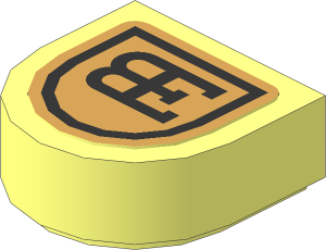 Tile  1 x  1 with Rounded End with Silver Bugatti "EB" Logo Sticker