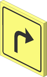 Roadsign Clip-on  2 x  2 Square with Black Turn Arrow Pattern