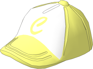 Minifig Baseball Cap with Button on Top with Capital "C" in Script on White Background Pattern
