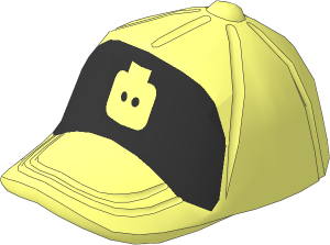 Minifig Baseball Cap with Button on Top with Minifig Head on Metallic Silver Background Pattern