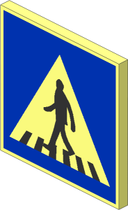Roadsign Clip-on  2 x  2 Square with Pedestrian Crossing Pattern