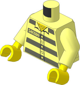 Minifig Torso with Arms and Hands with Prisoner and "50380" Pattern