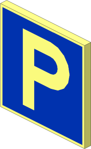 Roadsign Clip-on  2 x  2 Square with "P" on Blue Pattern