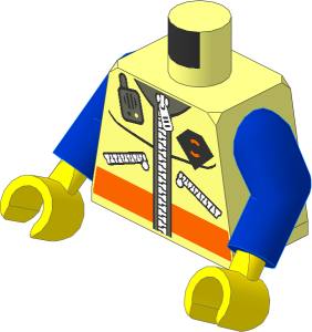 Minifig Torso with Arms and Hands with Coastguard Logo, Zippers and Radio Pattern
