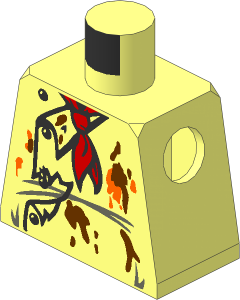 Minifig Torso with Chef Jacket, Red Scarf and Food Stains Pattern