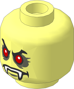 Minifig Head with Fangs, Red Eyes, Angry Eyebrows and Mouth Closed / Mouth Open 2-Sided Pattern