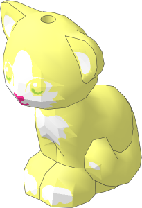 Animal Cat Sitting with Lime Eyes, Dark Pink Nose and White Patches Pattern