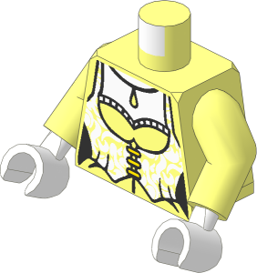 Minifig Torso with Arms and Hands with Female Corset with Lavender Trim and Pendant Pattern