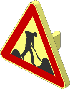 ~Roadsign Clip-on  2.2 x  2.667 Triangular with Road Works Pattern (Obsolete)
