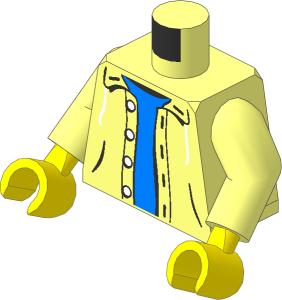 Minifig Torso with Arms and Hands with Open Jacket Hoodie with 4 Buttons over Medium Blue Sweater Pattern