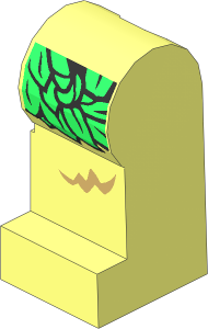 Minifig Leg Left with Bright Green Leaf Skirt and Tan Fur Pattern