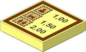 Tile  2 x  2 with Stamps and Price List Sticker