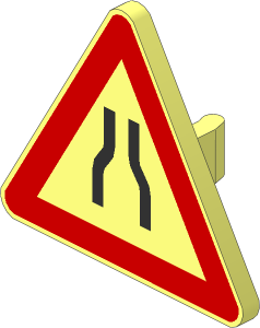 ~Roadsign Clip-on  2.2 x  2.667 Triangular with Narrow Road Pattern (Obsolete)