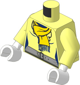 Minifig Torso with Arms and White Hands with Female Jacket with Medium Lavender Scarf with Fringe and Grey Belt Pattern