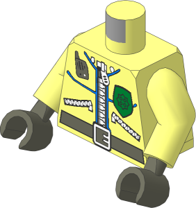 Minifig Torso with Arms and Dark Bluish Grey Hands with Leather Jacket, Badge, "POLICE" Back Pattern