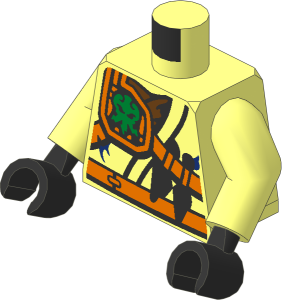 Minifig Torso with Arms and Hands with Belt, Knife, Scabbard and Lightning Power Emblem Pattern