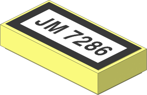 Tile  1 x  2 with Black "JM 7286" and Border on White Background Sticker