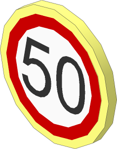 Roadsign Clip-on  2 x  2 Round with Speed Limit "50" Sticker