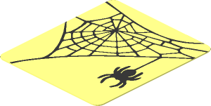 Sticker  1.5 x  1.3 with Spider and Web in Upper Left Corner
