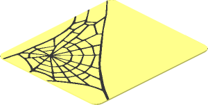 Sticker  1.5 x  1.3 with Spider Web in Lower Left Corner