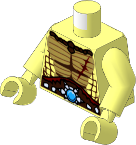 Minifig Torso with Arms and Hands with Crocodile Skin with Dark Red Scar and Blue Round Jewel (Chi) Belt Pattern