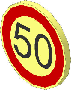 Roadsign Clip-on  2 x  2 Round with Speed Limit "50" Pattern